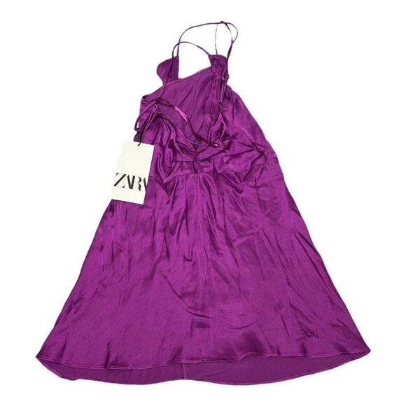 Zara Satin Tank‎ Top Knot Silky Flowy V-Neck Spring Plunge Sexy Blouse - Picture 7 of 9